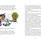 Texte beschreiben ein entzückendes Mischwesen namens Schweinehundi. Illustriert sind zwei Kinder, ein Hund und ein Ficus.