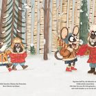 Zwei Tiere im Schnee, ein Biber und eine Maus, tragen Winterkleidung. Texte handeln von Schritten im Schnee und Schlittschuhen.