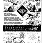 "Bereichert Kunst unser Leben oder lenkt sie davon ab?" Ein Superheld, umgeben von Comicszenen. "daytripper" thematisiert Sterblichkeit.