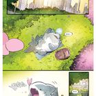 Oben: "New York City", Unten: Ein Cartoon-Hai schläft auf einer Wiese, mit "Zzzzz" und "Yawn". Ein Picknickkorb steht daneben.