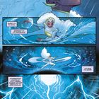 Ein Comic zeigt eine afrikanische Frau mit weißem Haar und goldener Kopfbedeckung, die Blitze kontrolliert. Sie wirkt majestätisch.