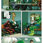 „Das Vorzimmer von Night Nurse“, „Kommst du oft hierher?“, „Ja, ich auch.“, „CARRROOAK!“, „Nächster!“ Verschiedene Figuren sitzen in einem Wartezimmer.