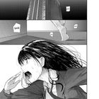 Die Texte "HAH" und "KAPITEL 1" sind sichtbar. Eine Frau rennt erschöpft, schwitzend, in einem Schwarz-Weiß-Manga-Stil.