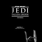 Text: "Star Wars Jedi Fallen Order Der Manga. Kapitel 1 Finde dein Schicksal." Illustration eines TIE Fighters.