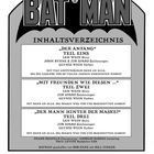 "Die Legende von Batman", Inhaltsverzeichnis, "Der Anfang", "Mit Freunden wie diesen ...", "Der Mann hinter der Maske!".