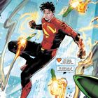 Text: "STEELWORKS CAMPUS, SMALLVILLE. STARTE KRYPTON-TESTS IN VERSUCHSKAMMER NUMMER EINS." Superheld fliegt über Stadt.