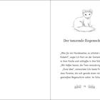 Der Text auf der rechten Seite beginnt mit „Der tanzende Regenschirm.“ Darunter steht eine Illustration eines sitzenden Fuchses.