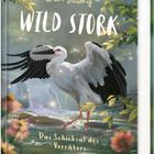 „Chen Jiatong, Wild Stork, Das Schicksal des Verräters“. Ein Storch steht vor Wasserfall, umgeben von Pflanzen und Lichtpunkten.