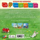Text: "Entdecken und Ausprobieren", "Wie schön: Der Hamster kommt die Maus besuchen!" Illustration mit Spielzeugauto und Tieren.