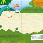 Text: "WUSSTEST DU SCHON...? ... helfen bei der Verdauung." Illustration: Ein Brachiosaurus frisst Blätter, Insekten fliegen herum.