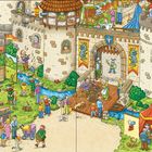 "Das Burgfest" zeigt Ben und Familie auf Burg Drachenfels: Bogenschießen, Beilwurf, Ritter. Froschkönig, Brezel und Enten sind zu sehen.