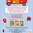 Ein rotes Feuerwehrauto mit der Aufschrift: "Willkommen in der Feuerwehrwelt", beschreibt Abenteuer mit Max und Finn.