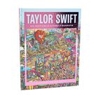 „TAYLOR SWIFT: Die inoffizielle Suchbuch-Biografie“, illustriert von Gus Morais. Bunte, belebte Illustration.