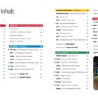 Inhalt mit Rezepten wie "Ceviche tropical" und "Geflämmtes Lammfilet". Interviews und ein Foto mit einer modernen Studioeinrichtung.