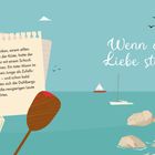 „Wenn die Liebe stirbt“. Ein Zettel beschreibt einen Schock im Dorf Skarviken. Illustration: Küstenhaus, Boote, Ruder.