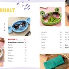 INHALT. Projekte: Allgemeine Anleitung, Katze, Frosch, Panda. Bilder: Häkeltaschen in Tierformen.