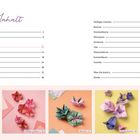 Inhalt: Vorwort, Projekte: Narzisse, Tulpe, Immergrün, Clematis, Bilder mit Origami-Blumen auf bunten Hintergründen.