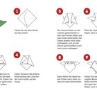 Titel: Eule. Schritt 1: Falten Sie die obere Ecke auf die untere. Schritt 9: Fertig! Anleitung zur Origami-Eule.