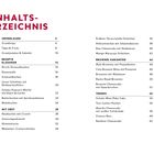 Inhaltsverzeichnis mit Rezeptkategorien wie Grundlagen, Klassiker, Brownie-Varianten und Trends. Kuchenabbildungen.