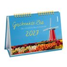„Geschenkte Zeit, Der christliche Wochenkalender 2027“. Eine Windmühle über einer bunten Blumenwiese.