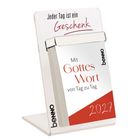 "Jeder Tag ist ein Geschenk", "Mit Gottes Wort von Tag zu Tag", "benno", "2027". Tischkalender mit Bibelsprüchen.