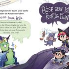Text: "Da bewegt sich der Baum..." und "Böse sein ist richtig fein!"

Illustration: Eine grüne Schnecke mit Hexenhut umgeben von Kindern in Hexenkostümen.