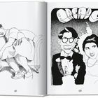 Links: Person schlummert auf einem Sessel. Rechts: Comic-Stil Brautpaar, oben steht "ARCADE".