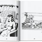 Links: "Get all the poison out now... Despair Comics." Ein Mann und eine Frau sind in einem Raum. Rechts: Wohnwagen, Palmen, Strommasten.