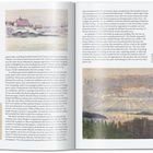 Linke Seite: Stadtansicht (Stadtsilandskap) Nr. 1, Aquarell und Graphit, 16,5 x 23,5 cm. Rechte Seite: Meereslandschaft mit Sonnenuntergang (Stadtsilandskap med solnedgång), Öl auf Leinwand, 38,5 x 55 cm.