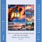 "Wenn du nachts nicht schlafen kannst, zähl nicht die Schafe. Sprich mit dem Hirten." Kalenderseite, Januar, winterliche Landschaften.