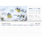 Text: "Gnade und Treue sollen dich nicht verlassen. Sprüche 3,3." Zwei Blaumeisen auf schneebedecktem Zweig, Kalender 2027.