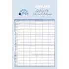 Der Monat "JANUAR". Psalm 2,12: "Glücklich sind alle, die bei ihm Zuflucht suchen." Ein Iglu, Kalenderübersicht.