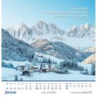 Gott spricht: Ich gebe euch ein neues Herz und einen neuen Geist. Kalender für Januar. Winterliche Berglandschaft.