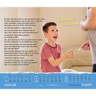 Text: "Ein Vater rief seinen Sohn... den Armen gibt, leiht dem Herrn."

Ein Junge erhält von einem Erwachsenen lächelnd Geld. Unten ist ein Kalender für Januar.