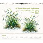 „Auf all deinen Wegen wird er dich beschützen, ... in aller Zukunft!“ Psalm 121, 8. Illustration von Schneeglöckchen im Januar.