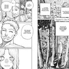 Kapitel 5: Die Prophezeiung. Dialoge über Kinder, Freundschaft und Freude an der Arbeit in einem bewaldeten Umfeld. Manga-Stil.