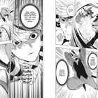 Dialoge und Kampfgeräusche dominieren; Manga-Stil, Figuren in Action-Posen und dramatische Szenenwechsel.