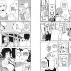 Drei junge Männer in einer Schule, einer trägt eine Mütze. Texte sprechen über Dating und Heimgehen. Manga-Illustration.