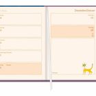 Kalenderseite mit 53. Woche, Daten vom 28. Dezember bis 3. Januar. Illustration einer gelben Katze unten rechts.