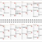 Kalender für 2027 mit Feiertagen wie Neujahr, Valentinstag, Karfreitag und Weihnachten. Spiralbindung in der Mitte.