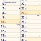 Ein Monatskalender für Januar 2027 mit Feiertagen, Kalenderwochen und Sonnenphasen.
