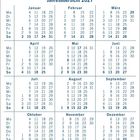 Jahresübersicht 2027. Monatskalender mit Feiertagen. Tabellenstruktur für jeden Monat angeordnet in vier Reihen.