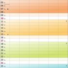 Kalender für Januar 2027. Wichtige Daten: 1. Neujahr, 6. Heilige Drei Könige. Bunte Balken markieren Wochen.