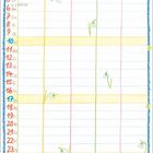 „JANUAR“ steht groß oben. Ein Kalenderblatt mit Blumen, Skifahrern und einem Schneemann am unteren Rand.