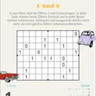 Text: "1 und 0. In das Gitter sind die Ziffern 1 und 0 einzutragen..."  
Kalenderblatt mit altem Auto und Rätselgitter.