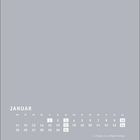 Text: Januar, Mo bis So, 1. Neujahr, 6. Heilige Drei Könige. Grauer Kalender mit hervorgehobenen Wochenenden.