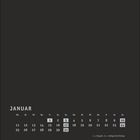 Kalender – Januar: Tage aufgelistet. Hervorgehoben: 1., 3., 17., 31. Feiertage: 1. Neujahr, 6. Heilige Drei Könige.