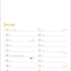 Kalenderseite für Januar: Tage und Feiertage wie Neujahr und Heilige Drei Könige sind markiert. Mondphasen sind dargestellt.