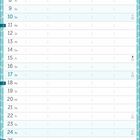 Text oben: "Name". Datum mit Wochentagen aufgelistet. Unten: "Notizen", "Januar". Wellenmuster-Rand.