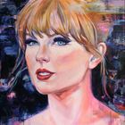 JAN, Kalender mit Datumsauswahl. Illustration einer Frau mit blonden Haaren und ausdrucksstarken blauen Augen.